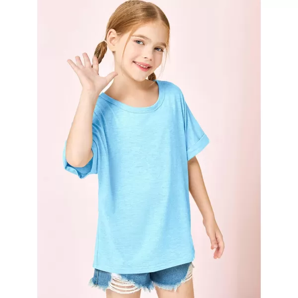 Haloumoning Girls Oversized T-Shirts Short Sleeve Crewneck Summer Casual Loose Tops Tees