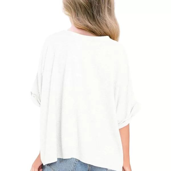 Haloumoning Girls Oversized T-Shirts Short Sleeve Crewneck Summer Casual Loose Tops Tees