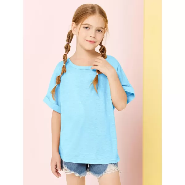 Haloumoning Girls Oversized T-Shirts Short Sleeve Crewneck Summer Casual Loose Tops Tees