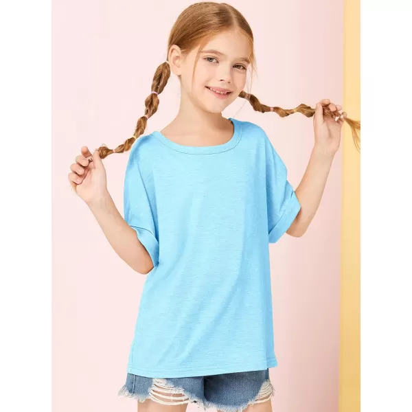 Haloumoning Girls Oversized T-Shirts Short Sleeve Crewneck Summer Casual Loose Tops Tees