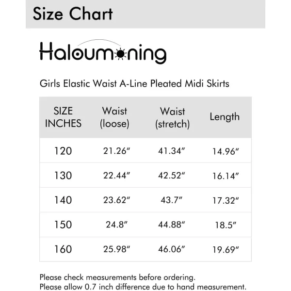 Haloumoning Girls Pleated Skirts Fluffy Elastic Waist A-Line School Uniform Midi Skirt Little Big Kids