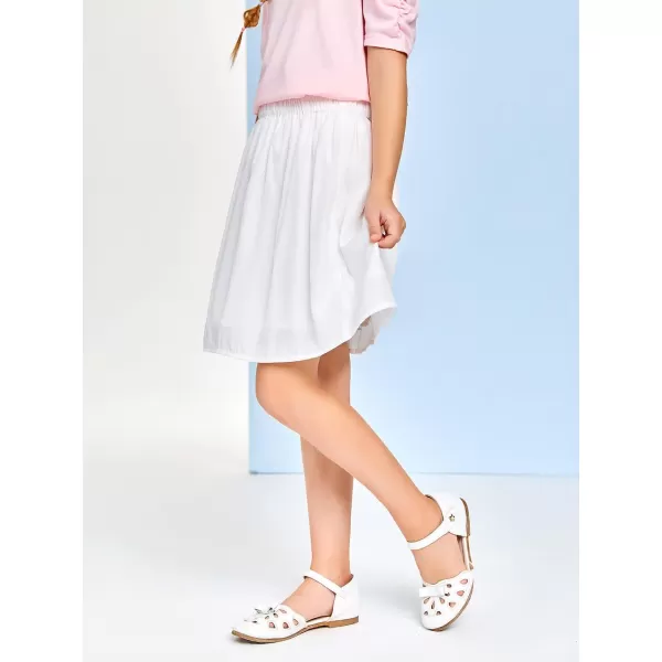 Haloumoning Girls Pleated Skirts Fluffy Elastic Waist A-Line School Uniform Midi Skirt Little Big Kids