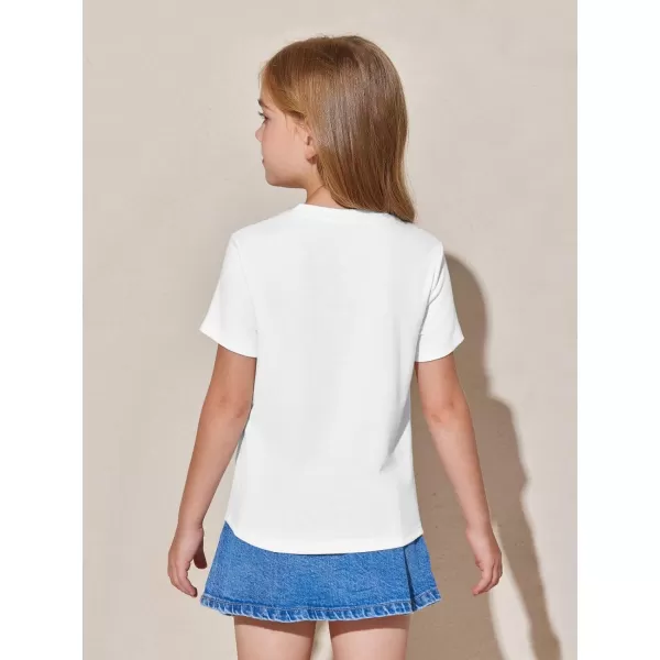Haloumoning Girls Pleated T Shirts Kids Summer Short Sleeve Fashion Tops Tees 5-14 Years