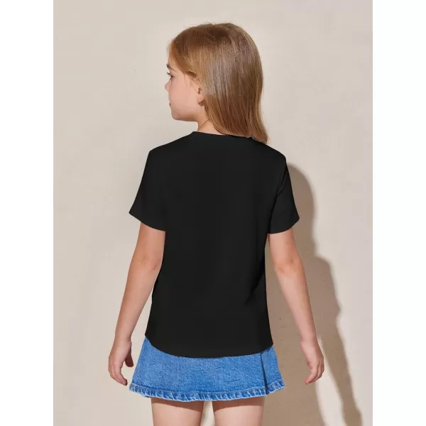 Haloumoning Girls Pleated T Shirts Kids Summer Short Sleeve Fashion Tops Tees 5-14 Years
