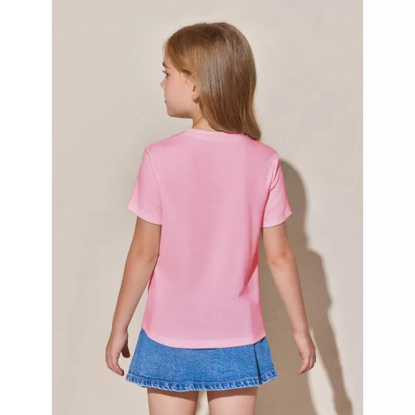 Haloumoning Girls Pleated T Shirts Kids Summer Short Sleeve Fashion Tops Tees 5-14 Years