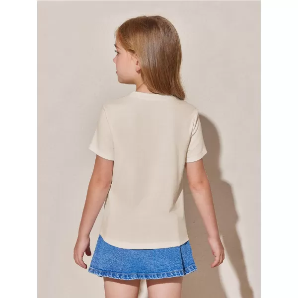 Haloumoning Girls Pleated T Shirts Kids Summer Short Sleeve Fashion Tops Tees 5-14 Years