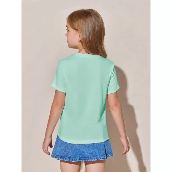 Haloumoning Girls Pleated T Shirts Kids Summer Short Sleeve Fashion Tops Tees 5-14 Years