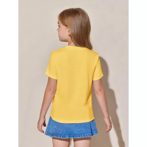 Haloumoning Girls Pleated T Shirts Kids Summer Short Sleeve Fashion Tops Tees 5-14 Years
