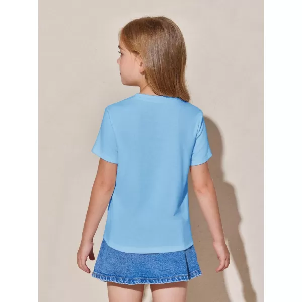 Haloumoning Girls Pleated T Shirts Kids Summer Short Sleeve Fashion Tops Tees 5-14 Years