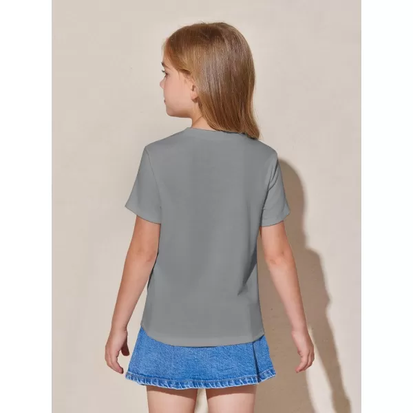 Haloumoning Girls Pleated T Shirts Kids Summer Short Sleeve Fashion Tops Tees 5-14 Years