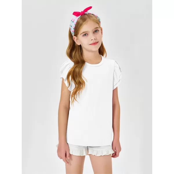 Haloumoning Girls' Ruffle Short Sleeve T Shirt Crewneck Knit Top Comfort Summer Tee