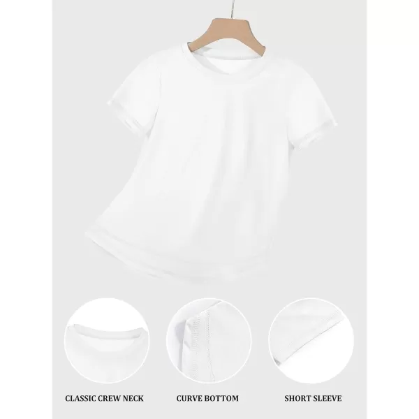 Haloumoning Kids Girls Soft Patchwork Loose T Shirts Summer Curved Hem Clothes 4-14 Years