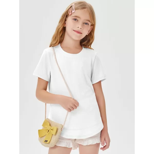 Haloumoning Kids Girls Soft Patchwork Loose T Shirts Summer Curved Hem Clothes 4-14 Years