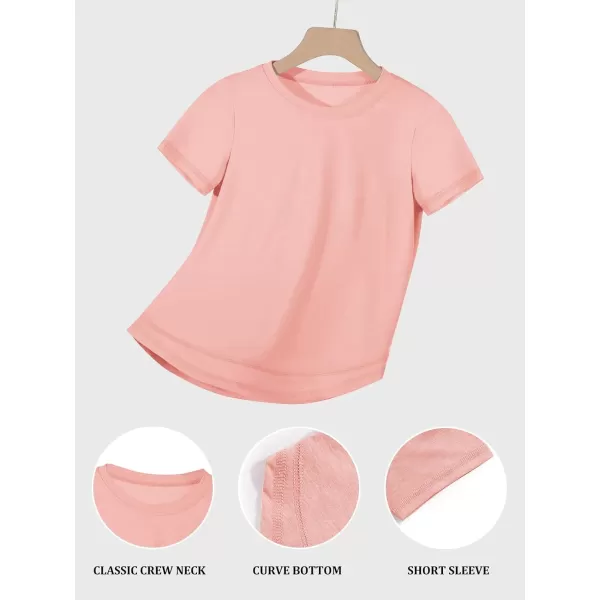 Haloumoning Kids Girls Soft Patchwork Loose T Shirts Summer Curved Hem Clothes 4-14 Years