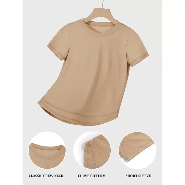 Haloumoning Kids Girls Soft Patchwork Loose T Shirts Summer Curved Hem Clothes 4-14 Years
