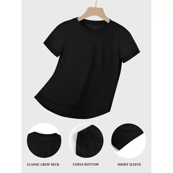 Haloumoning Kids Girls Soft Patchwork Loose T Shirts Summer Curved Hem Clothes 4-14 Years