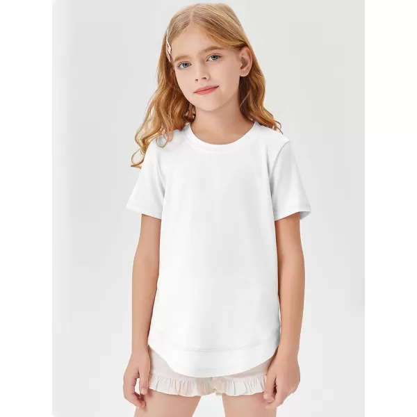 Haloumoning Kids Girls Soft Patchwork Loose T Shirts Summer Curved Hem Clothes 4-14 Years