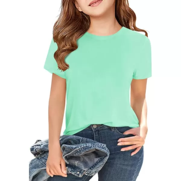 Girls Short Sleeve T Shirts Kids Summer Tops Crewneck Tees 5-14 Years