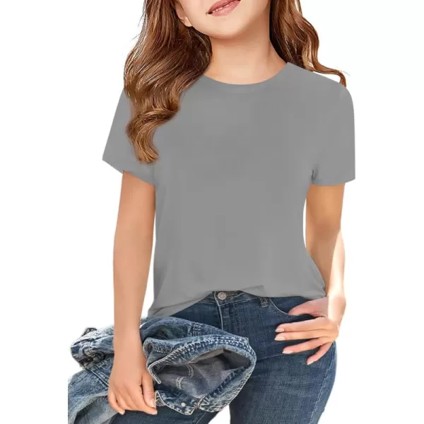 Girls Short Sleeve T Shirts Kids Summer Tops Crewneck Tees 5-14 Years
