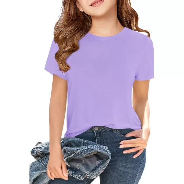 Girls Short Sleeve T Shirts Kids Summer Tops Crewneck Tees 5-14 Years