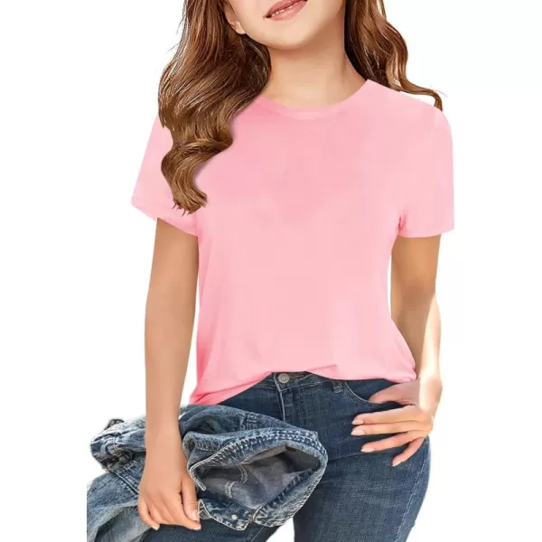 Girls Short Sleeve T Shirts Kids Summer Tops Crewneck Tees 5-14 Years