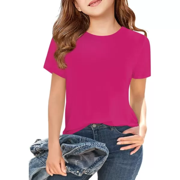 Girls Short Sleeve T Shirts Kids Summer Tops Crewneck Tees 5-14 Years