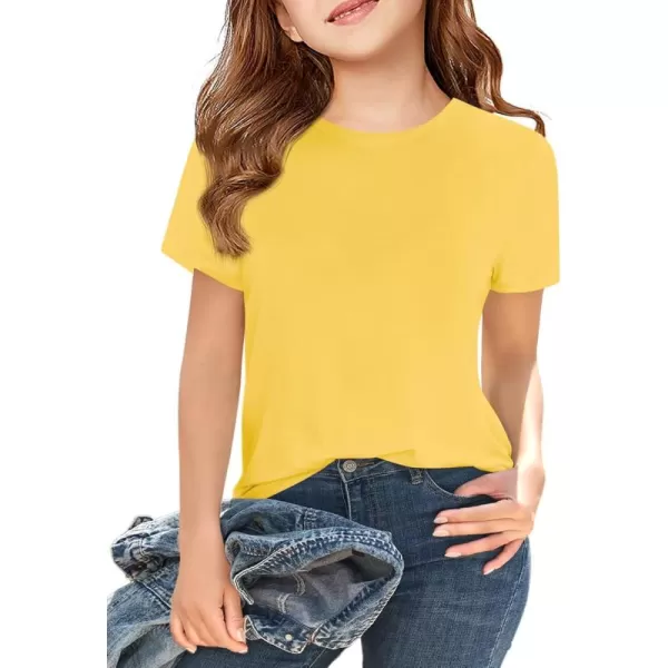Girls Short Sleeve T Shirts Kids Summer Tops Crewneck Tees 5-14 Years