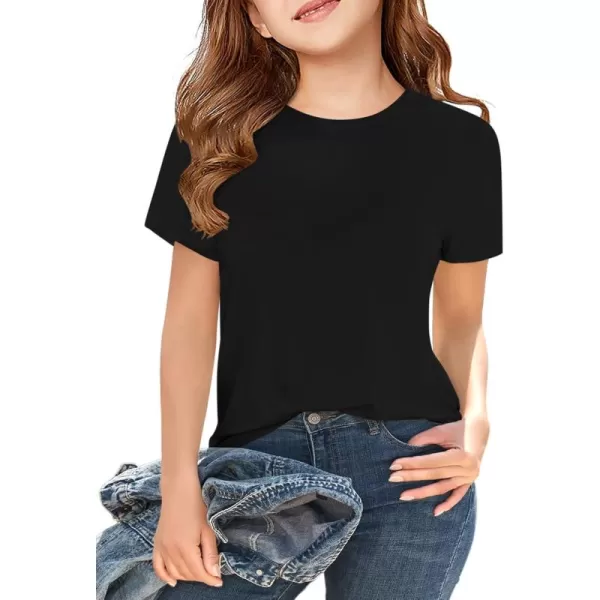 Girls Short Sleeve T Shirts Kids Summer Tops Crewneck Tees 5-14 Years