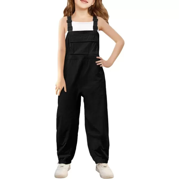 Haloumoning Girls Bib Overalls Summer Outfits Adjustable Strap Long Pants Casual Rompers Jumpsuits with Pockets 5-14 Years