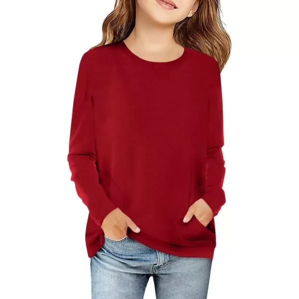 Haloumoning Girls Casual Short Sleeve T Shirts Color Block Tee Blouse Kids Loose Tunic Tops with Pockets Size 4-15
