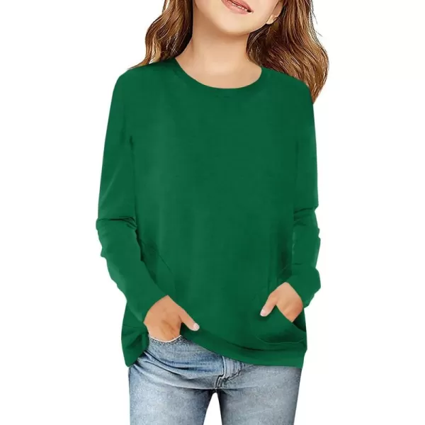 Haloumoning Girls Casual Short Sleeve T Shirts Color Block Tee Blouse Kids Loose Tunic Tops with Pockets Size 4-15