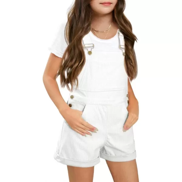 Haloumoning Girls Corduroy Overall Shorts Kids Cute Romper Shortalls with Pockets 5-14 Years