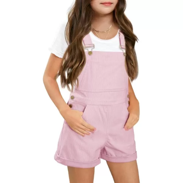 Haloumoning Girls Corduroy Overall Shorts Kids Cute Romper Shortalls with Pockets 5-14 Years