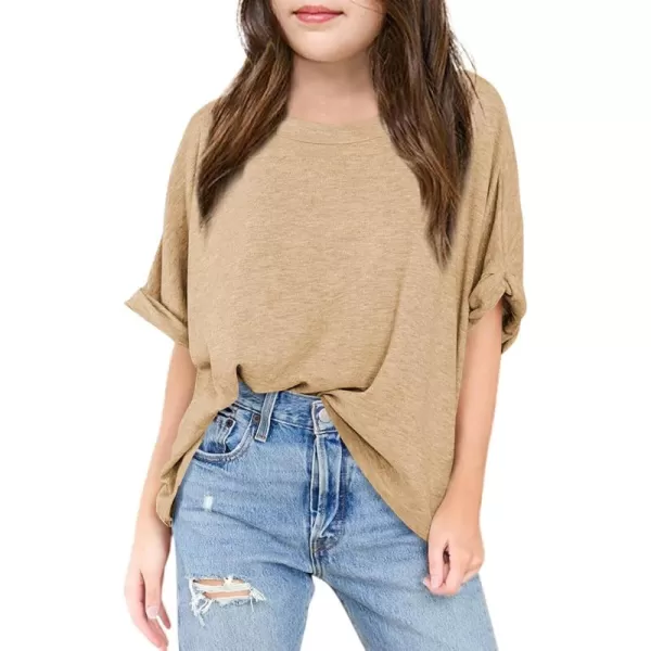 Haloumoning Girls Oversized T-Shirts Short Sleeve Crewneck Summer Casual Loose Tops Tees