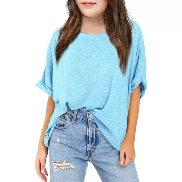 Haloumoning Girls Oversized T-Shirts Short Sleeve Crewneck Summer Casual Loose Tops Tees