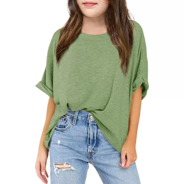 Haloumoning Girls Oversized T-Shirts Short Sleeve Crewneck Summer Casual Loose Tops Tees