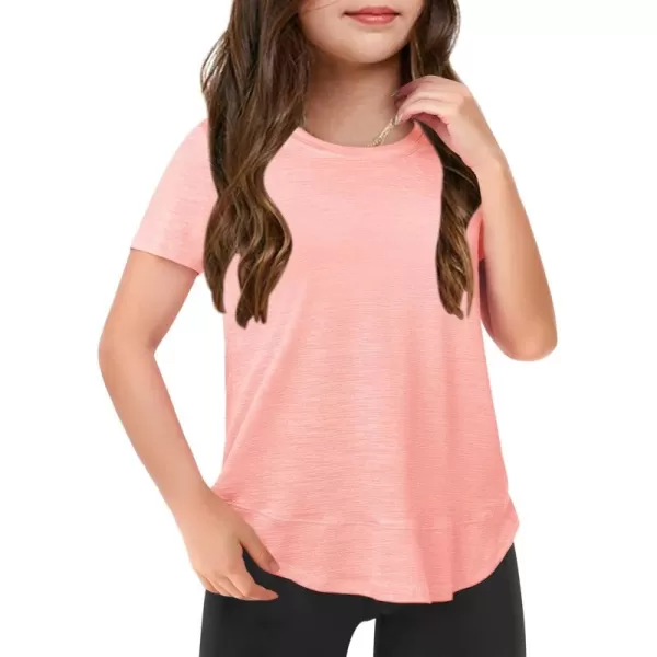 Haloumoning Kids Girls Soft Patchwork Loose T Shirts Summer Curved Hem Clothes 4-14 Years