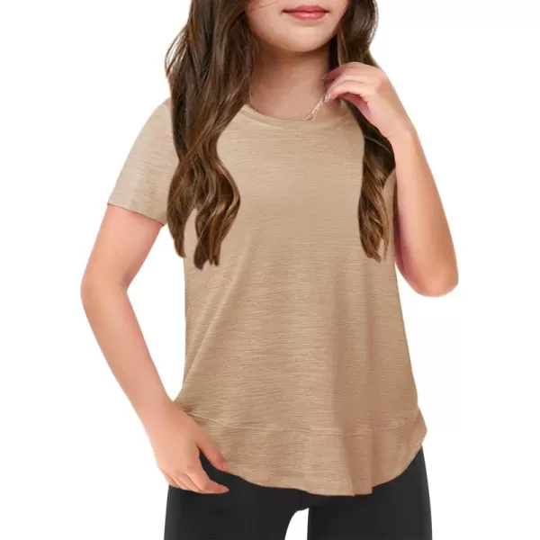 Haloumoning Kids Girls Soft Patchwork Loose T Shirts Summer Curved Hem Clothes 4-14 Years