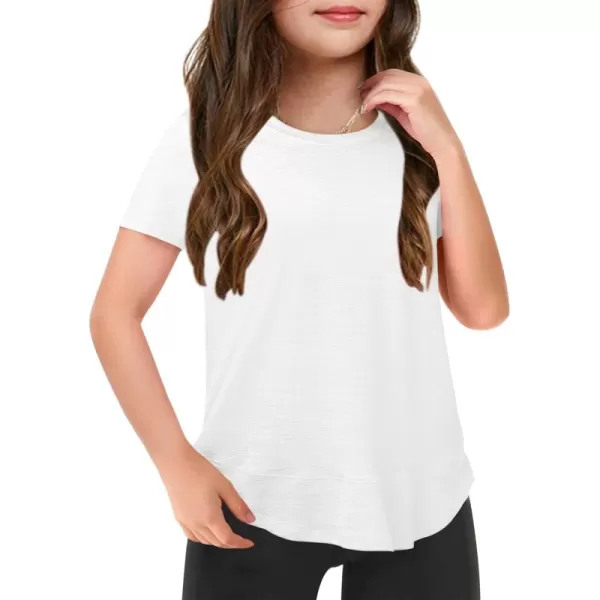 Haloumoning Kids Girls Soft Patchwork Loose T Shirts Summer Curved Hem Clothes 4-14 Years