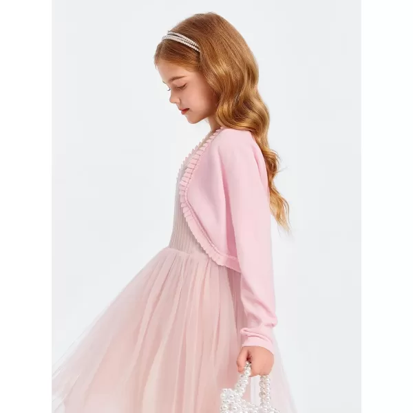 Girls Bolero Shrug Cardigan Sweaters Kids Long Sleeve Cropped Knit Sweater Tops 5-14 Years
