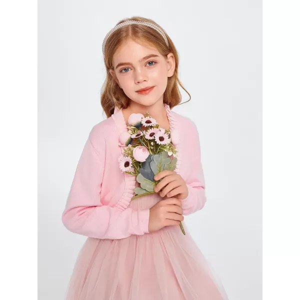 Girls Bolero Shrug Cardigan Sweaters Kids Long Sleeve Cropped Knit Sweater Tops 5-14 Years
