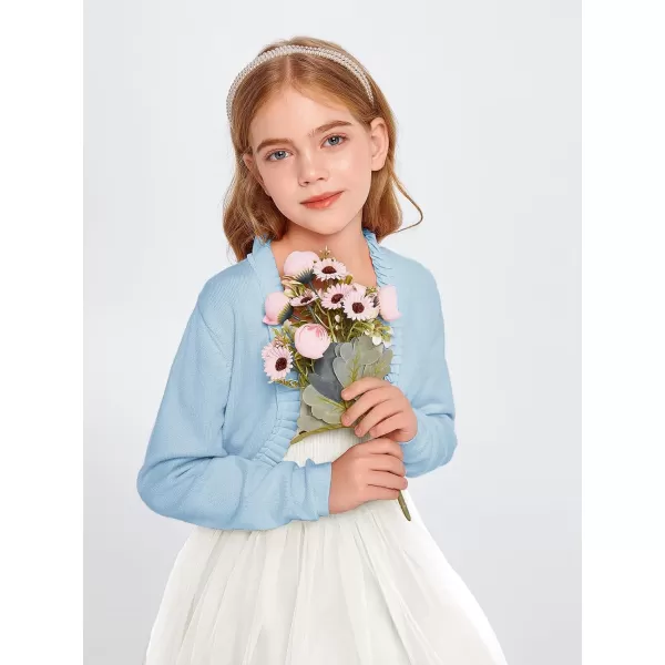 Girls Bolero Shrug Cardigan Sweaters Kids Long Sleeve Cropped Knit Sweater Tops 5-14 Years