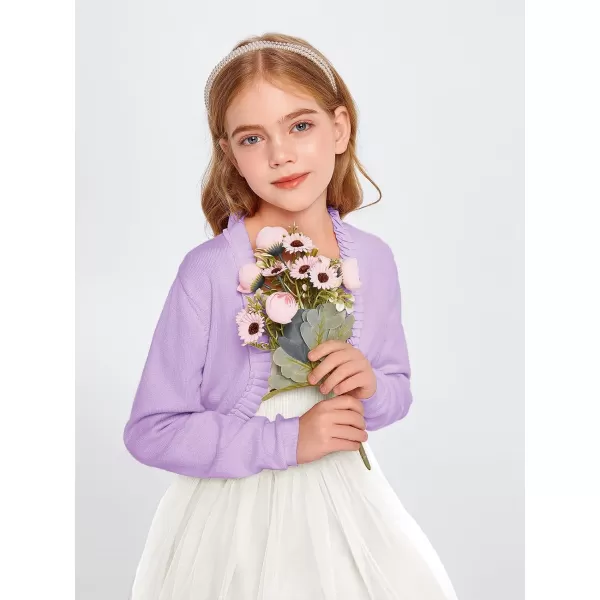 Girls Bolero Shrug Cardigan Sweaters Kids Long Sleeve Cropped Knit Sweater Tops 5-14 Years