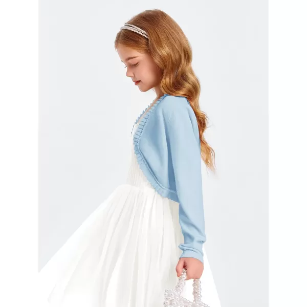 Girls Bolero Shrug Cardigan Sweaters Kids Long Sleeve Cropped Knit Sweater Tops 5-14 Years