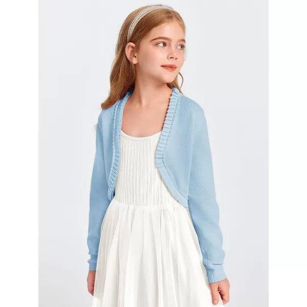Girls Bolero Shrug Cardigan Sweaters Kids Long Sleeve Cropped Knit Sweater Tops 5-14 Years