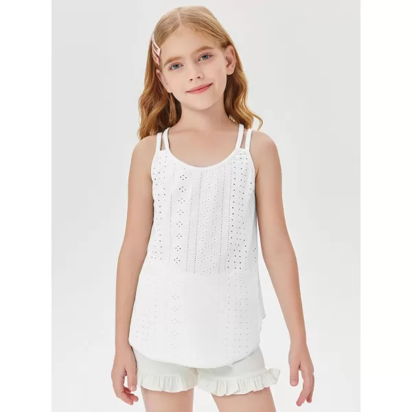 Girls Eyelet Flowy Tank Tops Cute Summer Spaghetti Strap Tops Kids Fashion Embroidery Sleeveless Shirts
