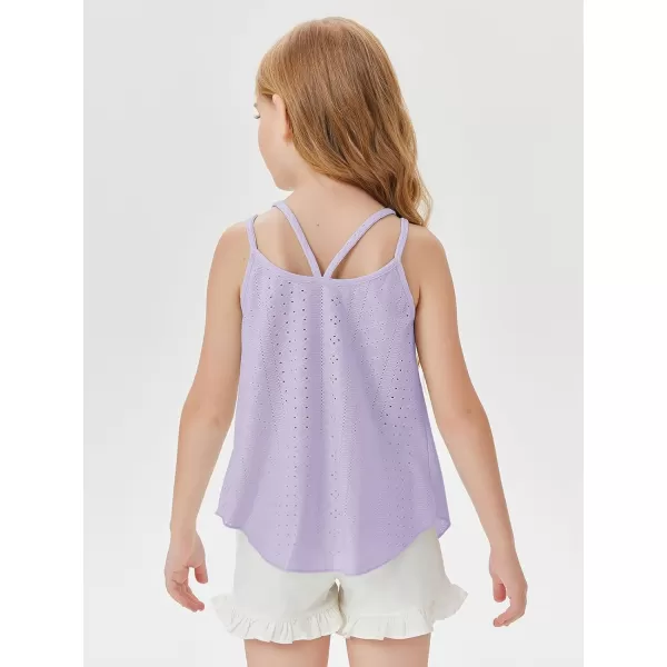 Girls Eyelet Flowy Tank Tops Cute Summer Spaghetti Strap Tops Kids Fashion Embroidery Sleeveless Shirts