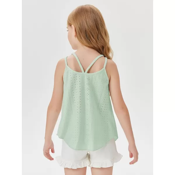 Girls Eyelet Flowy Tank Tops Cute Summer Spaghetti Strap Tops Kids Fashion Embroidery Sleeveless Shirts
