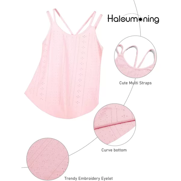 Girls Eyelet Flowy Tank Tops Cute Summer Spaghetti Strap Tops Kids Fashion Embroidery Sleeveless Shirts