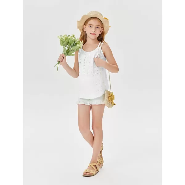 Girls Eyelet Flowy Tank Tops Cute Summer Spaghetti Strap Tops Kids Fashion Embroidery Sleeveless Shirts